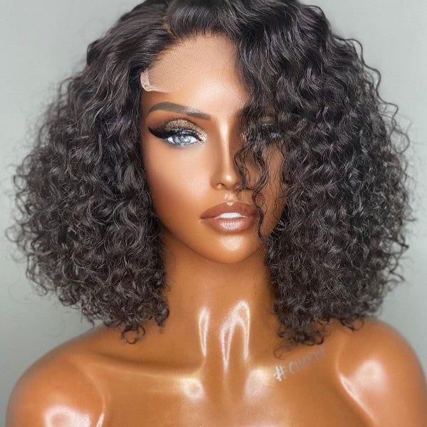 13x6 Invisible HD Lace Front Wig Indian Remy Hair 3 in 1 Wet and Curly/Wavy Back Curly Bob Lace Front Wigs - ONIQ