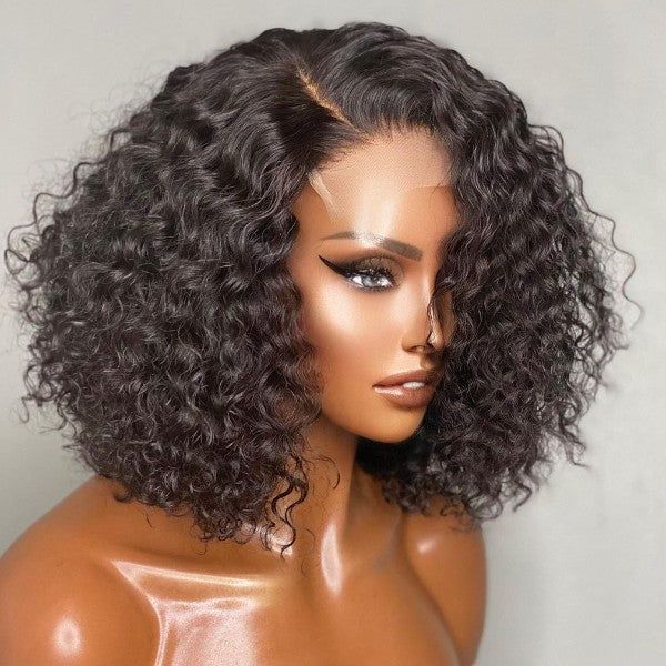 13x6 Invisible HD Lace Front Wig Indian Remy Hair 3 in 1 Wet and Curly/Wavy Back Curly Bob Lace Front Wigs - ONIQ